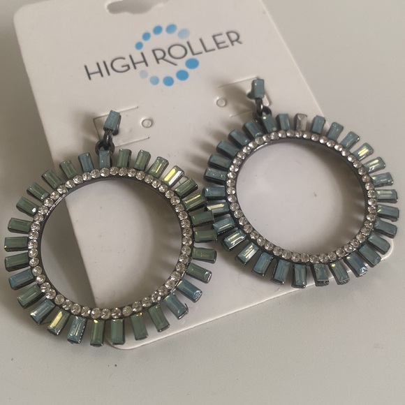 High Roller Round Rhinestone Earrings - Picture 2 of 6